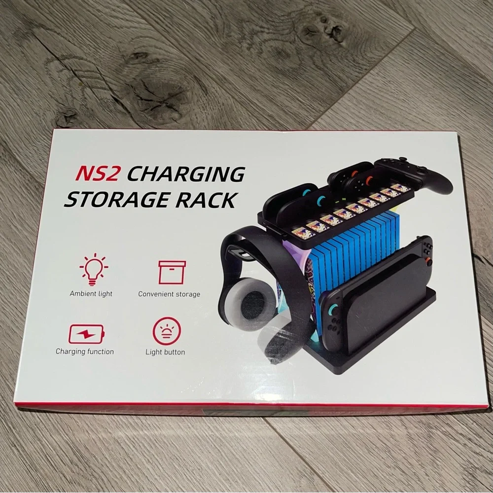 NS2 Charging Storage Rack - Black with Blue Accents